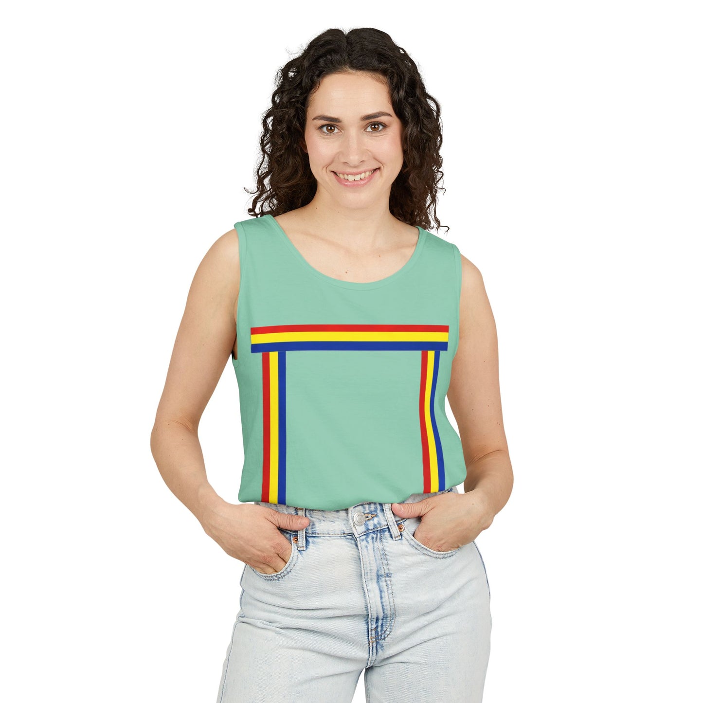 Blue Ribbon Shirt inpired Tank Top — Minimal Rainbow Ribbon Graphic