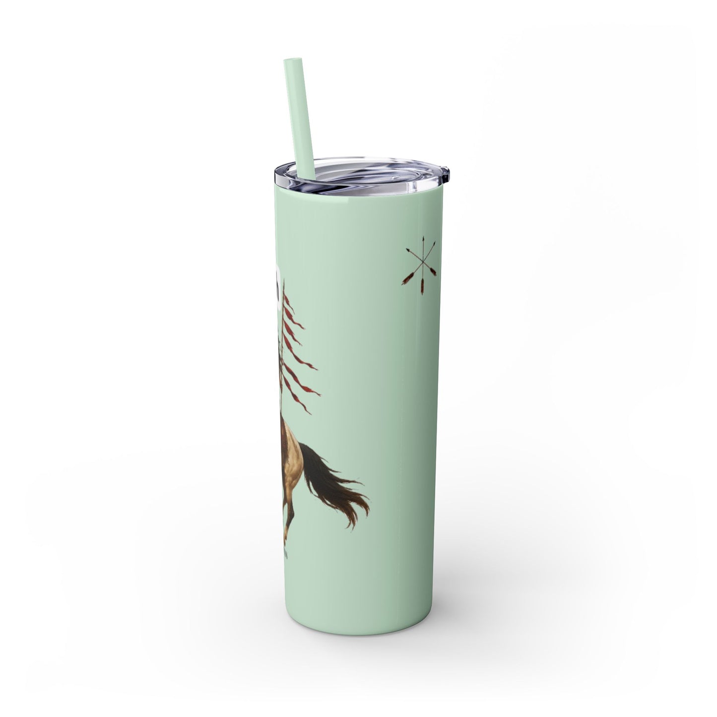 Comanche Numunah Warrior Horse 20oz Skinny Tumbler with Straw — Native American Inspired Travel Cup