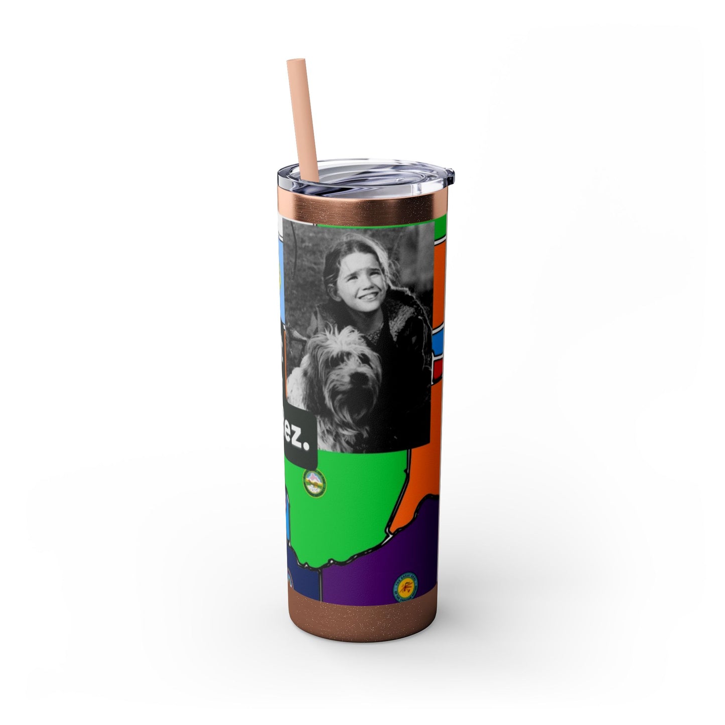 20oz Skinny Tumbler — 'Half-Pint Illegally on Osage Rez' Graphic Stainless Straw Cup