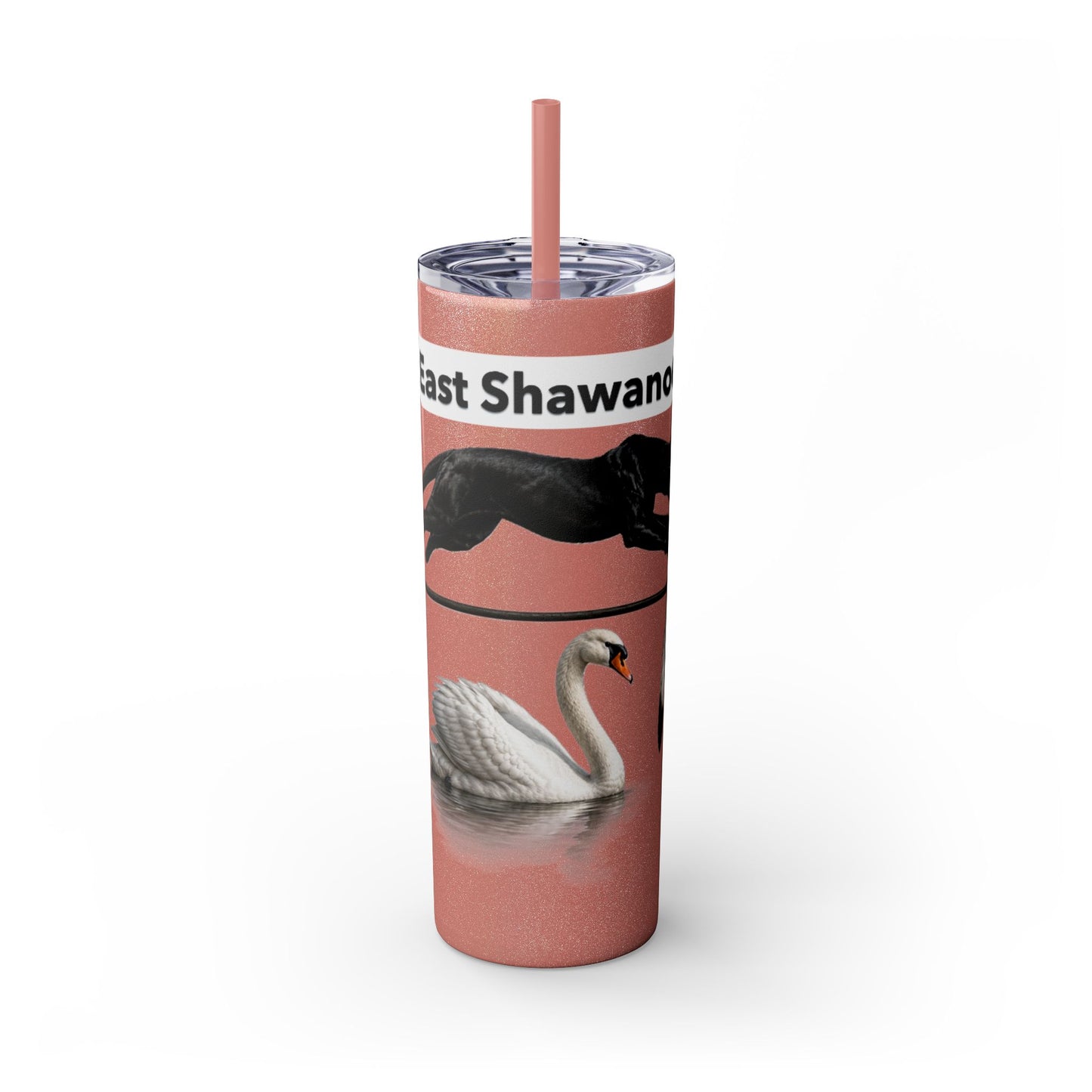 Shawnee East Skinny 20oz Tumbler with Straw — East Shawano River Swan & Otter Design
