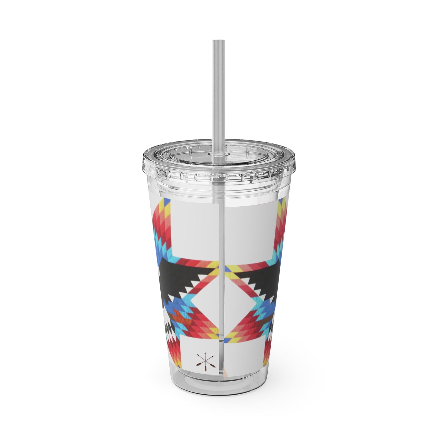 Onci 16oz Sunsplash Tumbler with Straw — Southwestern Eagle Pattern, Insulated Travel Cup