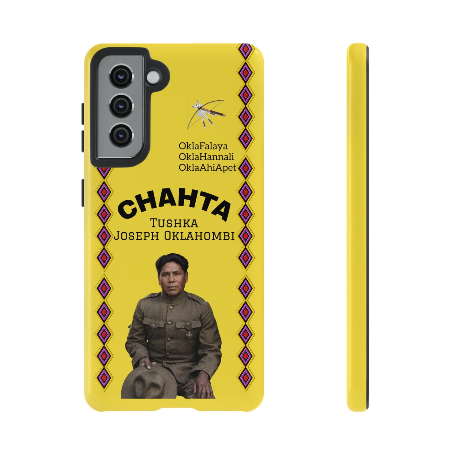 Chahta Tushka Joseph Oklahombi Yellow Phone Case — Native American Tribute Protective Cover