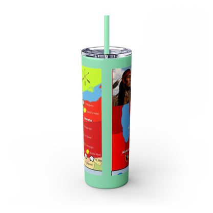Pontiac Native Nations Map Skinny Tumbler — 20oz Travel Cup with Straw