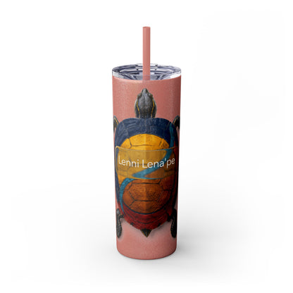 Delaware West Turtle Skinny Tumbler 20oz — Colorful Sea Turtle Travel Cup with Straw