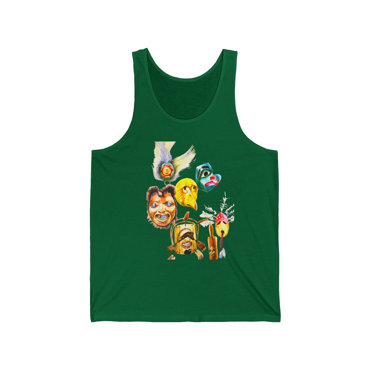 Masks Graphic Tank Top — Boho Festival Summer Tee