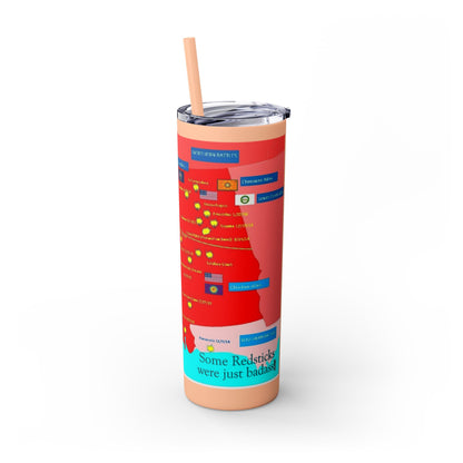 Opothleyahola Skinny Tumbler – Colorful Native American Portrait Design, 20oz Stainless Straw Cup