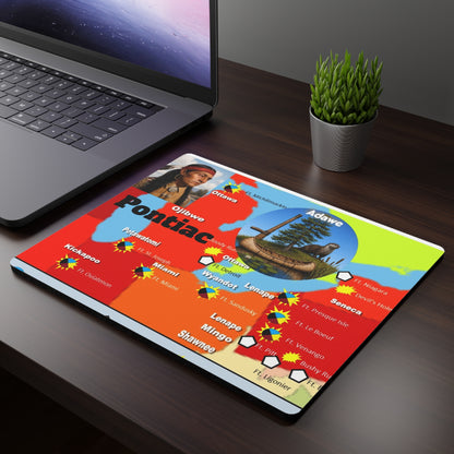 Pontiac Ottawa Native Nations Map Mouse Pad — Colorful Indigenous Peoples Map with Pontiac Artwork