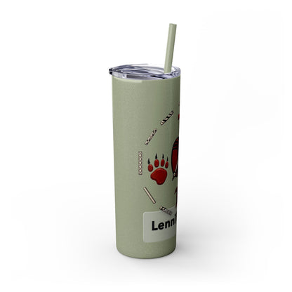 Delaware East Personalized 20oz Skinny Tumbler with Straw — Custom Name Tribal Crest Design