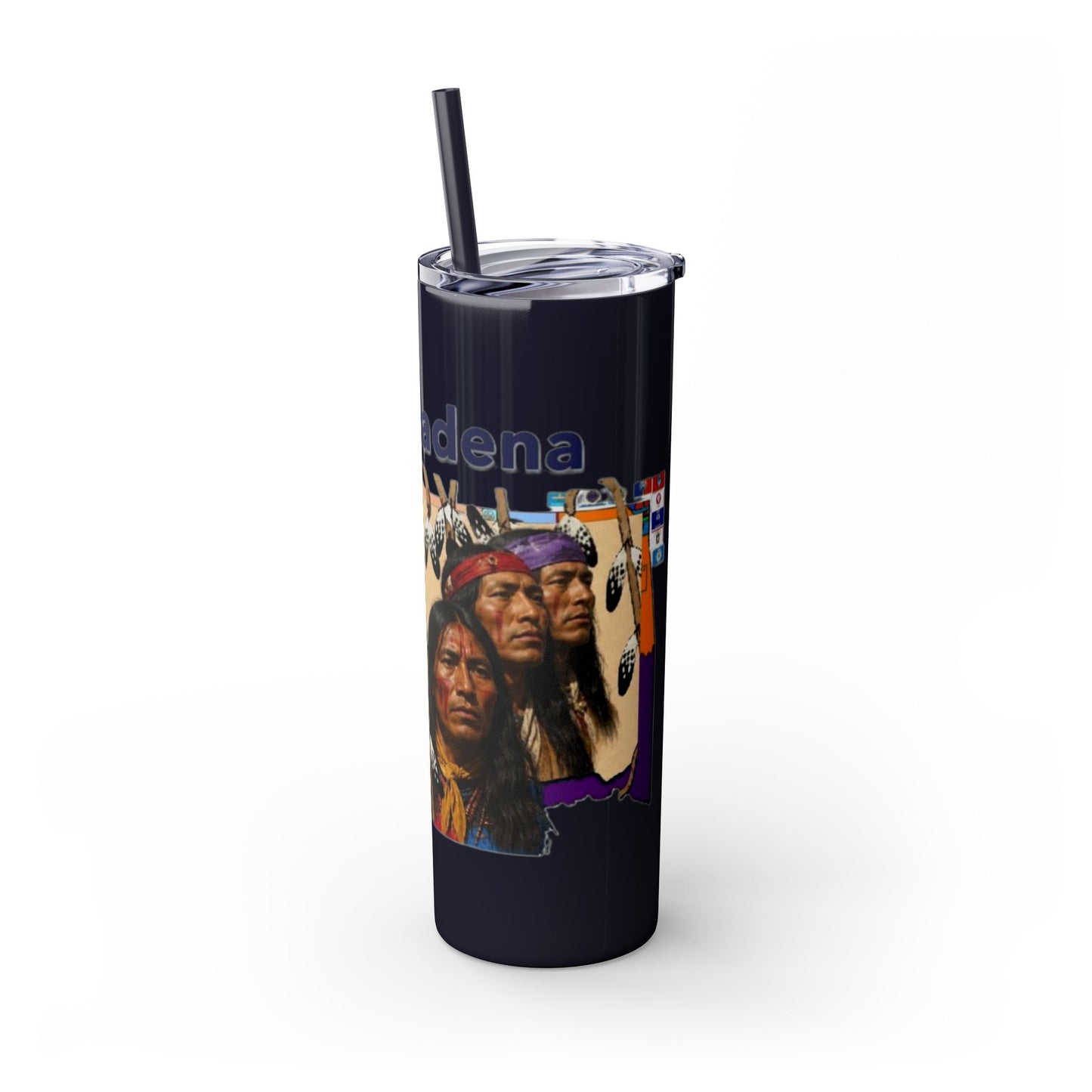 Apache 20oz Skinny Tumbler with Straw — Colorful Retro Design "Naishade"