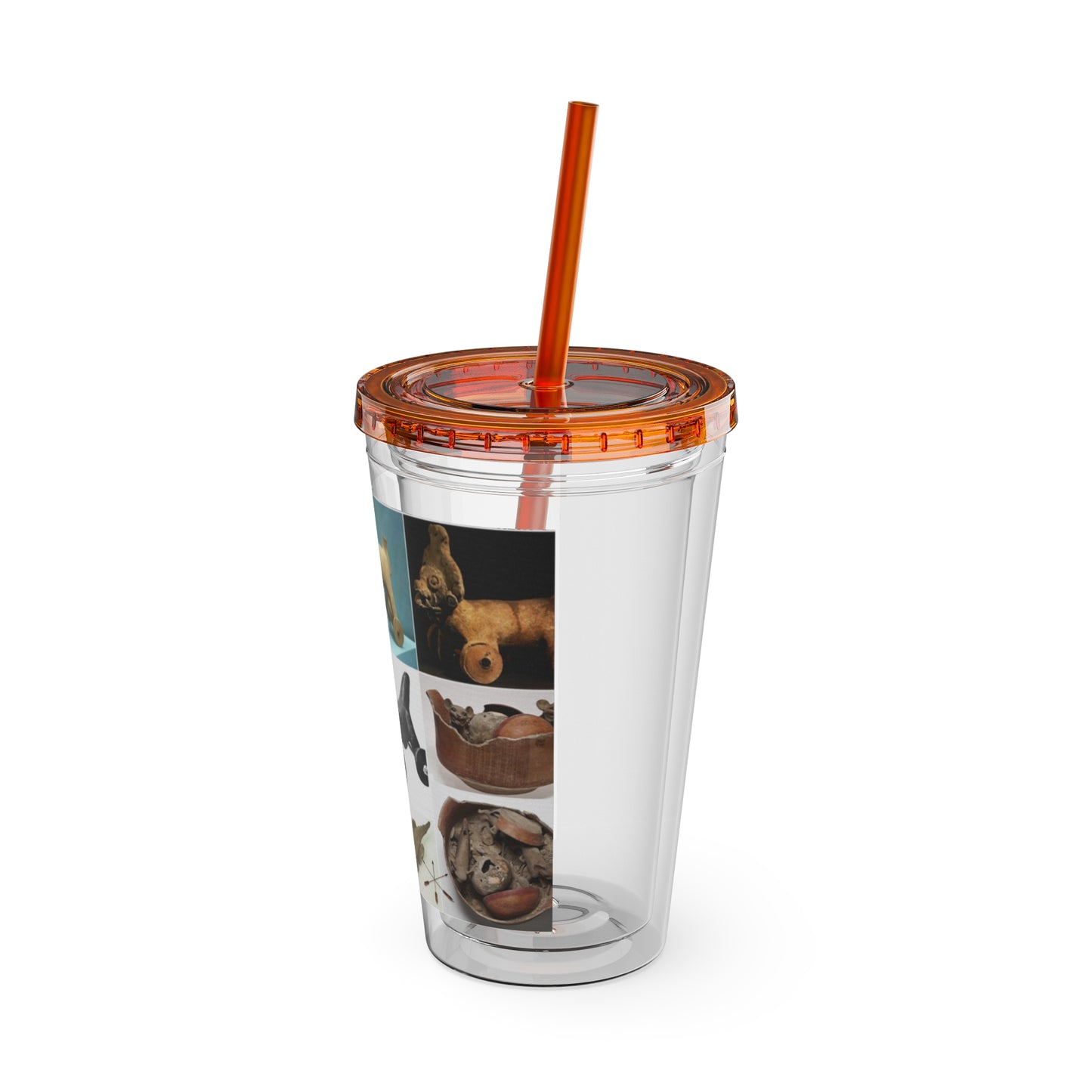 Aztec Sunsplash 16oz Insulated Straw Tumbler — Historical Artifact Illustration Design
