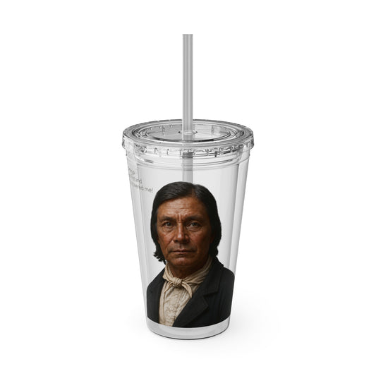 Chitto Harjo 16oz Portrait Tumbler with Straw — Historical Figure Illustration