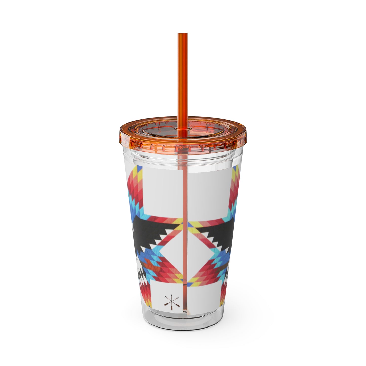 Onci 16oz Sunsplash Tumbler with Straw — Southwestern Eagle Pattern, Insulated Travel Cup