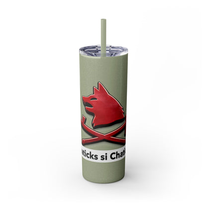 Pawnee Skinny Tumbler — Red Wolf Logo 20oz Insulated Tumbler with Straw