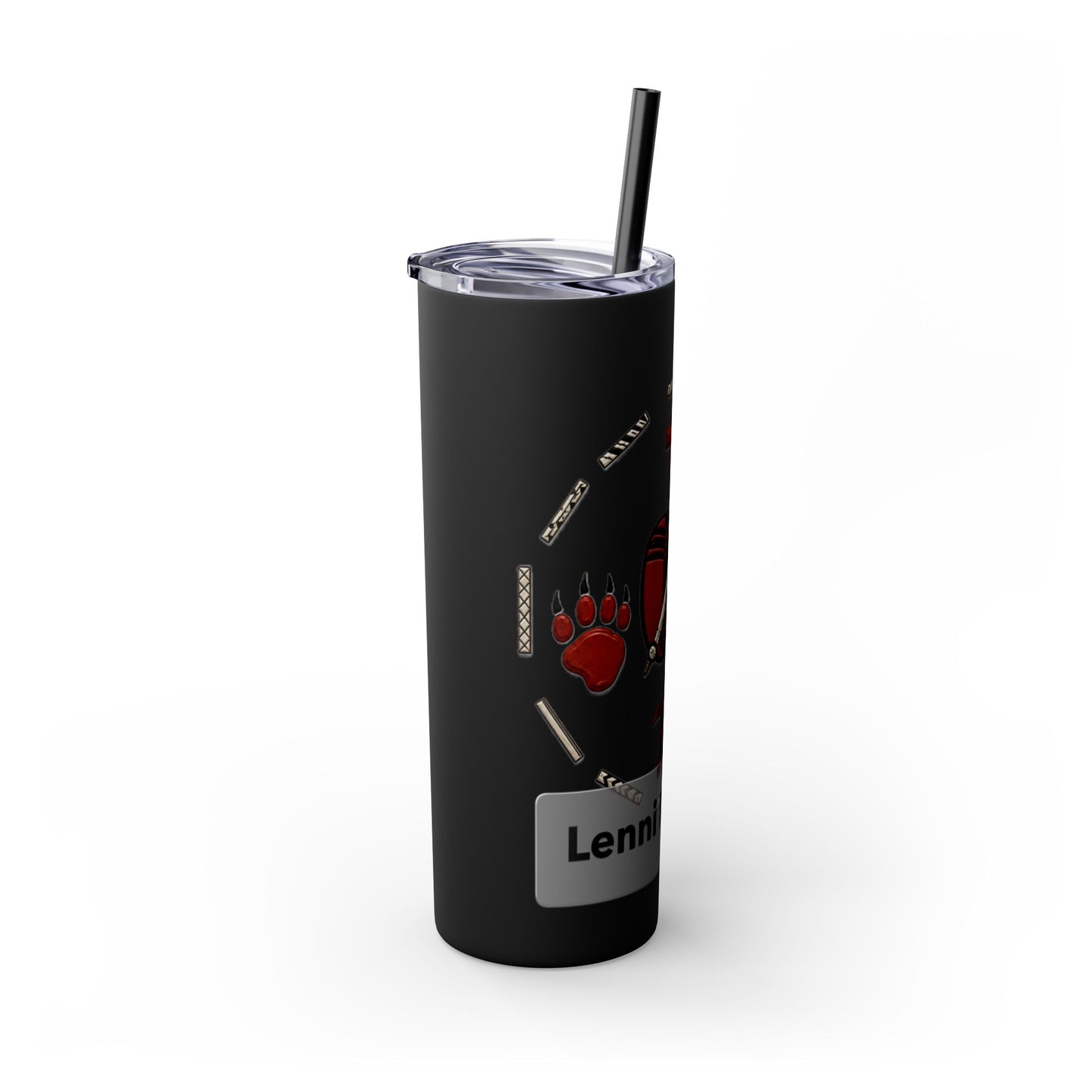 Delaware East Personalized 20oz Skinny Tumbler with Straw — Custom Name Tribal Crest Design