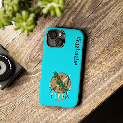 Osage Phone Case — Wazhahze Tribal Shield Design (Native Feather & Tomahawk)