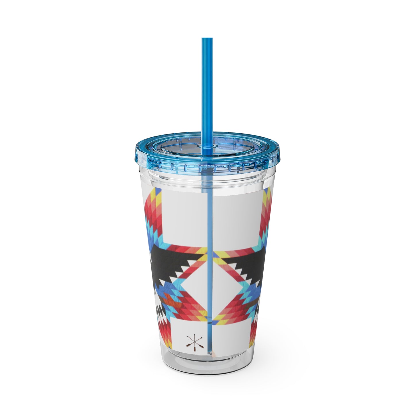 Onci 16oz Sunsplash Tumbler with Straw — Southwestern Eagle Pattern, Insulated Travel Cup