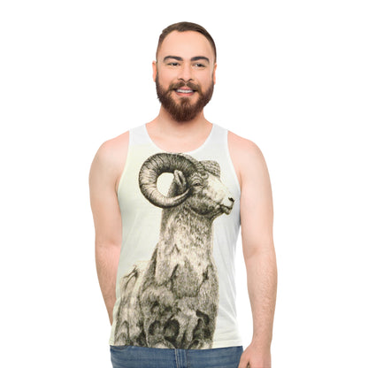 Bighorn Ram Illustration Tank Top — Vintage Mountain Ram Graphic Tank