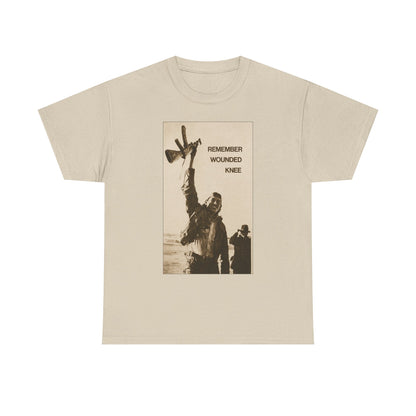 T-Shirt — 'Remember Wounded Knee' Historical Protest Tee with Arrow Emblem