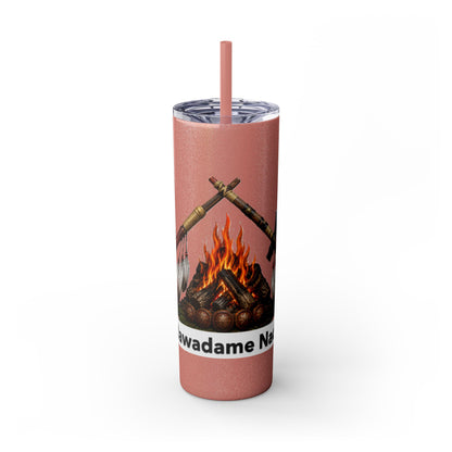 Pottawatomie Campfire Badge Skinny Tumbler 20oz — Badawadame Nation Design