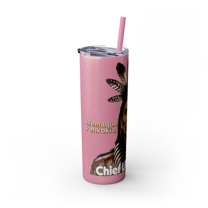 Miami 20oz Skinny Tumbler with Straw — Native Chief Portrait Travel Cup