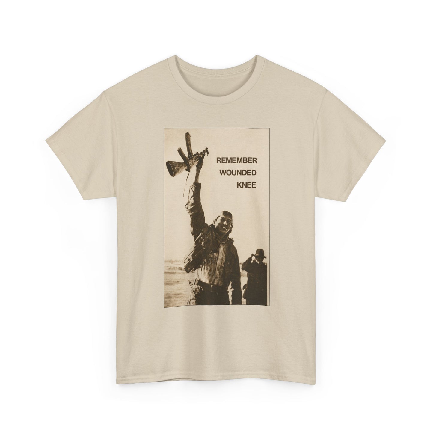 T-Shirt — 'Remember Wounded Knee' Historical Protest Tee with Arrow Emblem