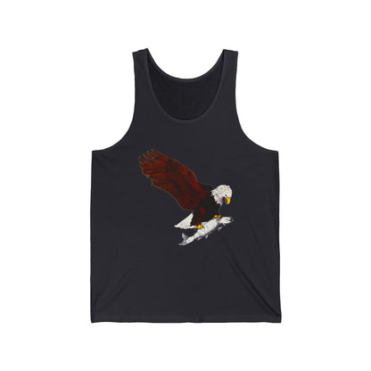 Eagle & Salmon Tank Top — Vintage Patriotic Graphic Muscle Tee