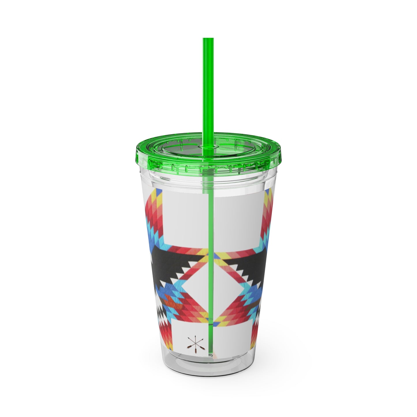 Onci 16oz Sunsplash Tumbler with Straw — Southwestern Eagle Pattern, Insulated Travel Cup