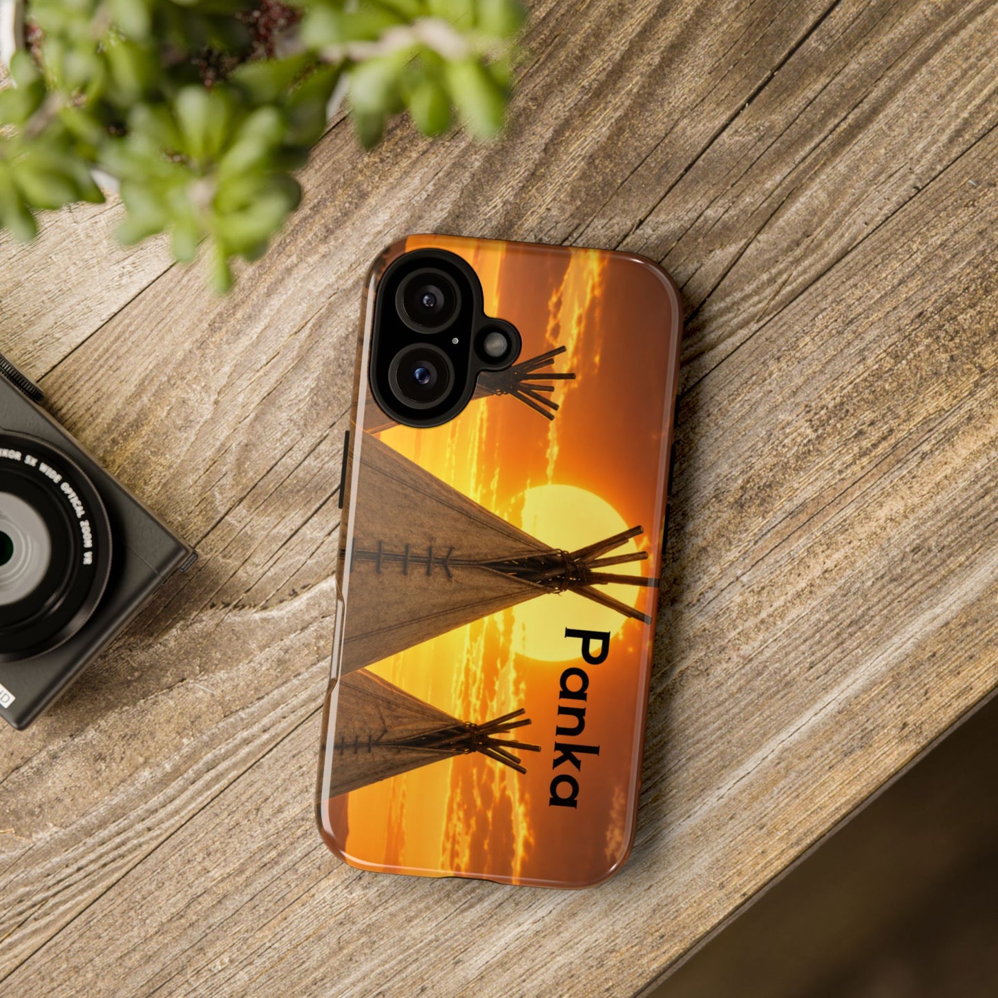 Ponca Sunset Tipi Phone Case — Personalized Native Teepee Landscape
