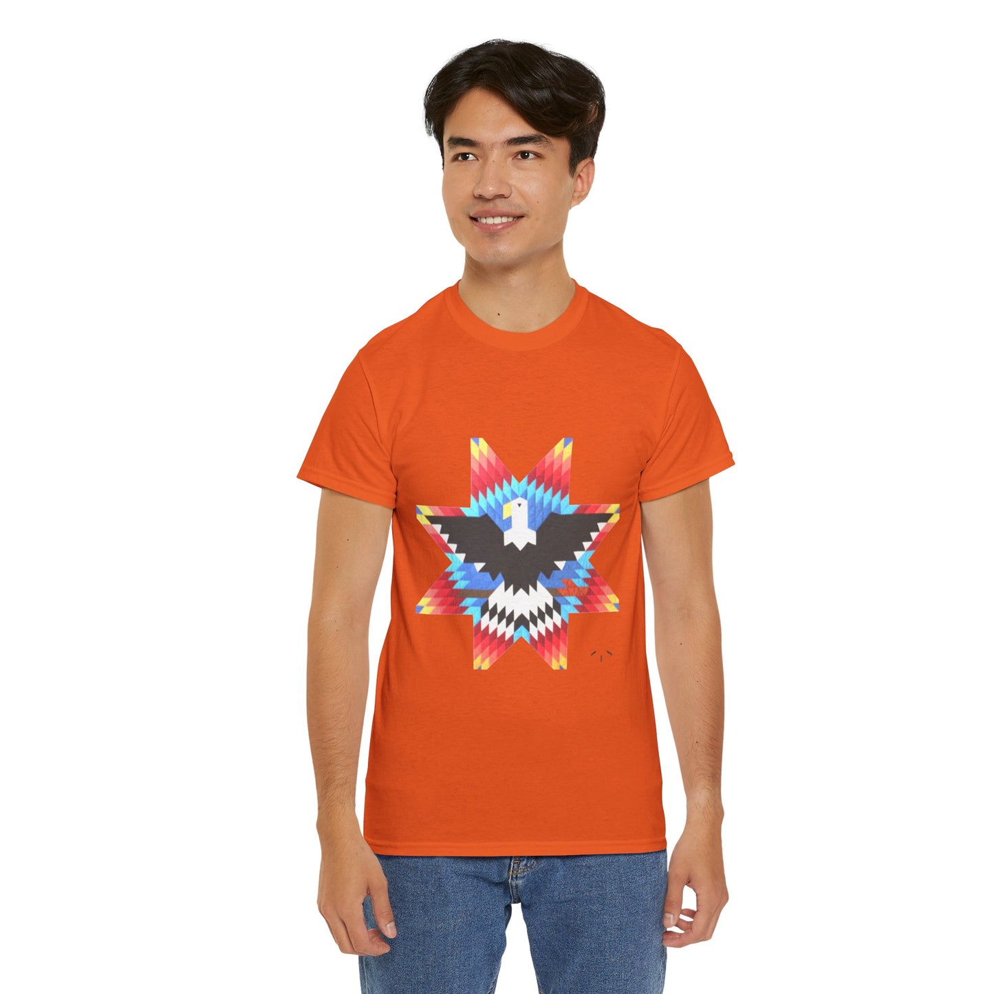 T-Shirt — Colorful Native Star Eagle Graphic Tee (Front Eagle Star, Back Crossed Arrows)
