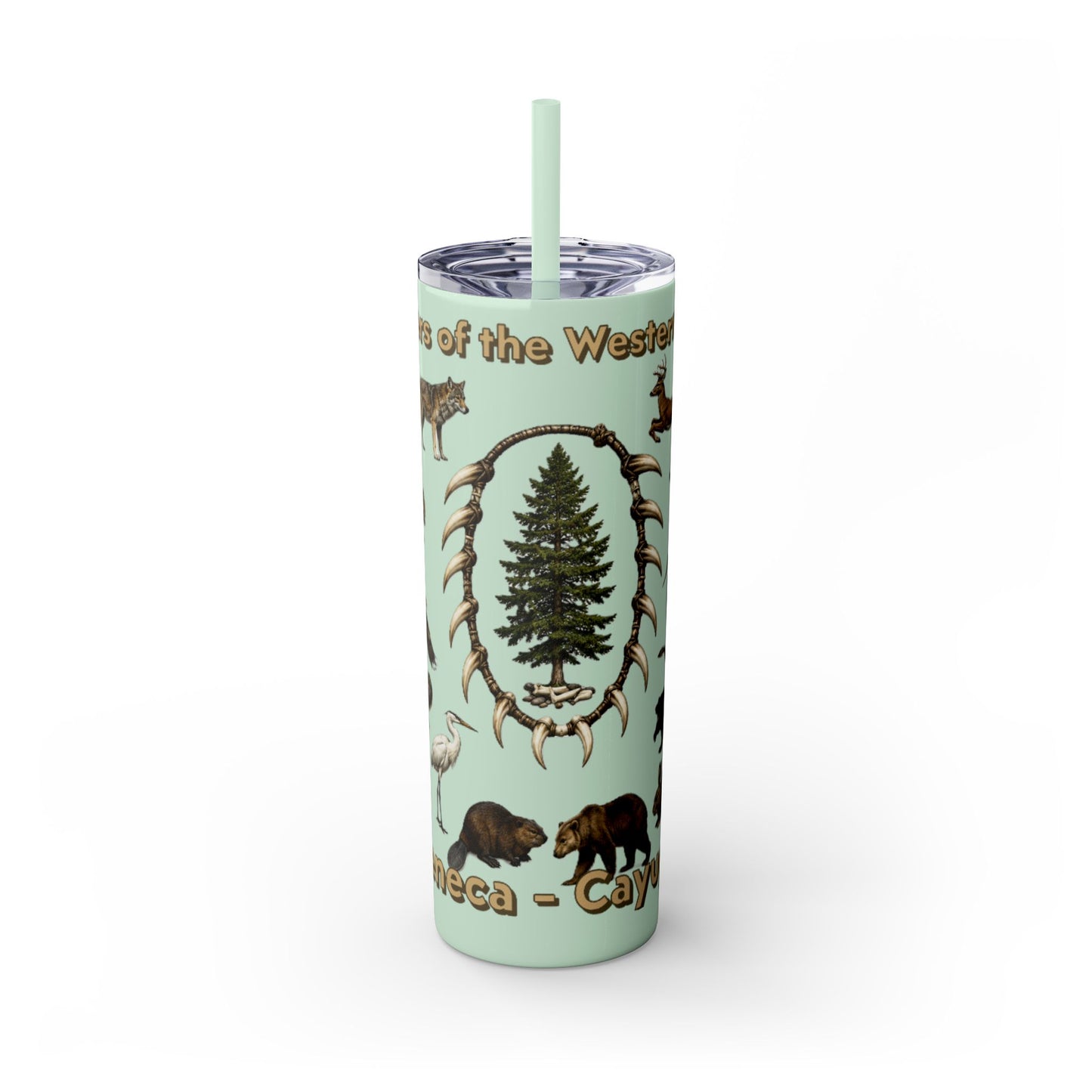 Seneca Cayuga Skinny Tumbler with Straw, 20oz