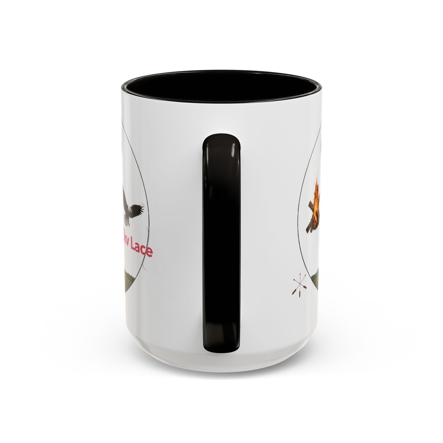 Kialegee Adventure Mug — 'Ekv Lace' Cross, Eagle & Campfire Ceramic Coffee Cup (11oz/15oz)