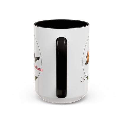 Kialegee Adventure Mug — 'Ekv Lace' Cross, Eagle & Campfire Ceramic Coffee Cup (11oz/15oz)