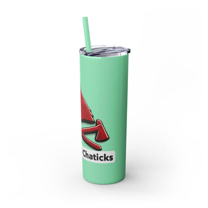 Pawnee Skinny Tumbler — Red Wolf Logo 20oz Insulated Tumbler with Straw