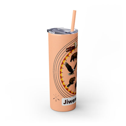 Otoe Missouria Native Animal Medicine Wheel 20oz Skinny Tumbler with Straw