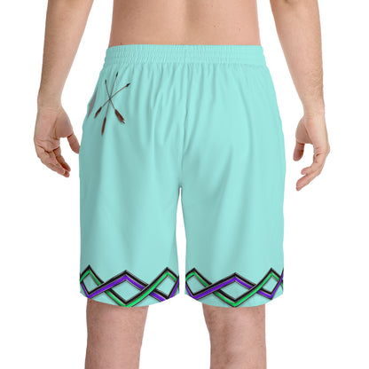 Toli Dist Aqua Paddle Swim Shorts — Personalized 'Toi' Beach Trunks with Geometric Trim