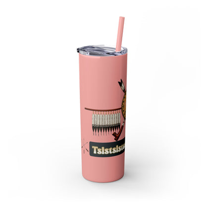 Cheyenne Arapaho 20oz Skinny Tumbler — Native American Shield & Arrows Design (Tsistsistas - Hinono'eitiit)