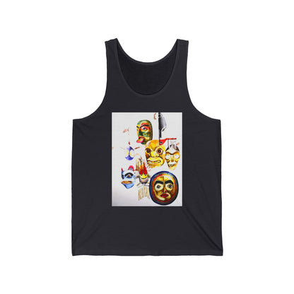 Native Mask & Arrow Tank Top — Tribal Mask Art Graphic Tank