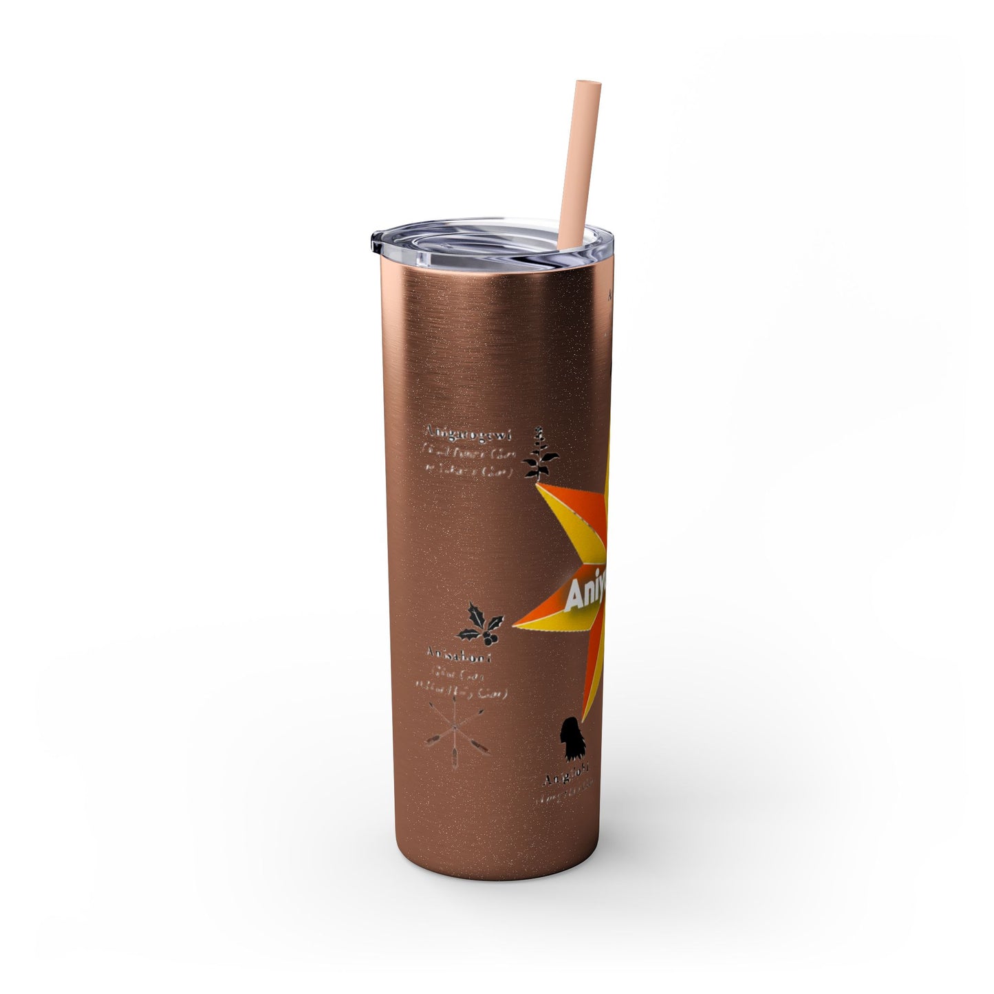 Cherokee 20oz Skinny Tumbler - Aniyunwiya Star Design with Straw