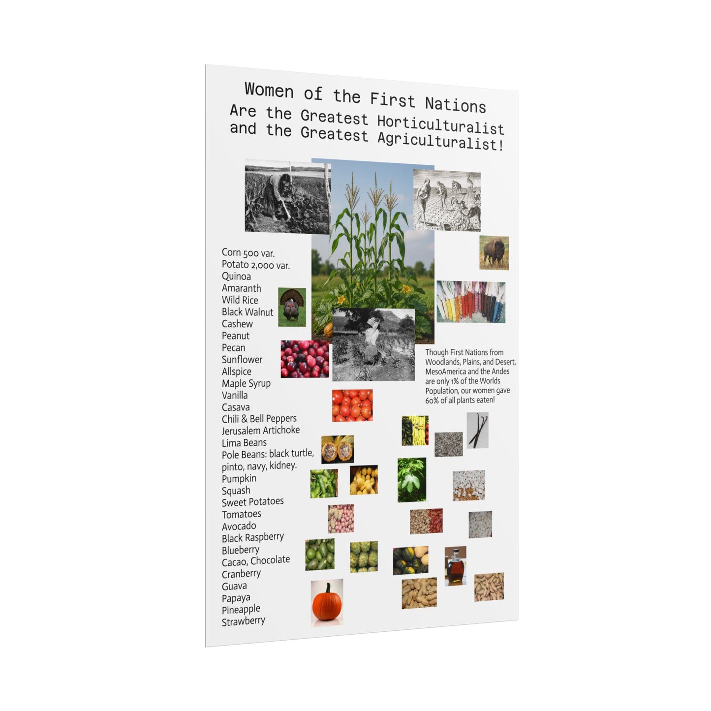 "Women of the First Nations: Greatest Horticulturalists” Educational Art Print