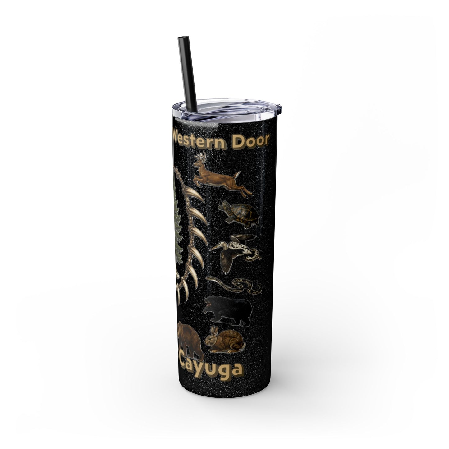 Seneca Cayuga Skinny Tumbler with Straw, 20oz