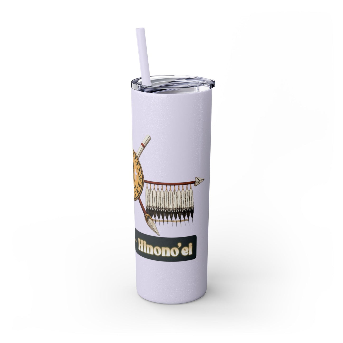 Cheyenne Arapaho 20oz Skinny Tumbler — Native American Shield & Arrows Design (Tsistsistas - Hinono'eitiit)