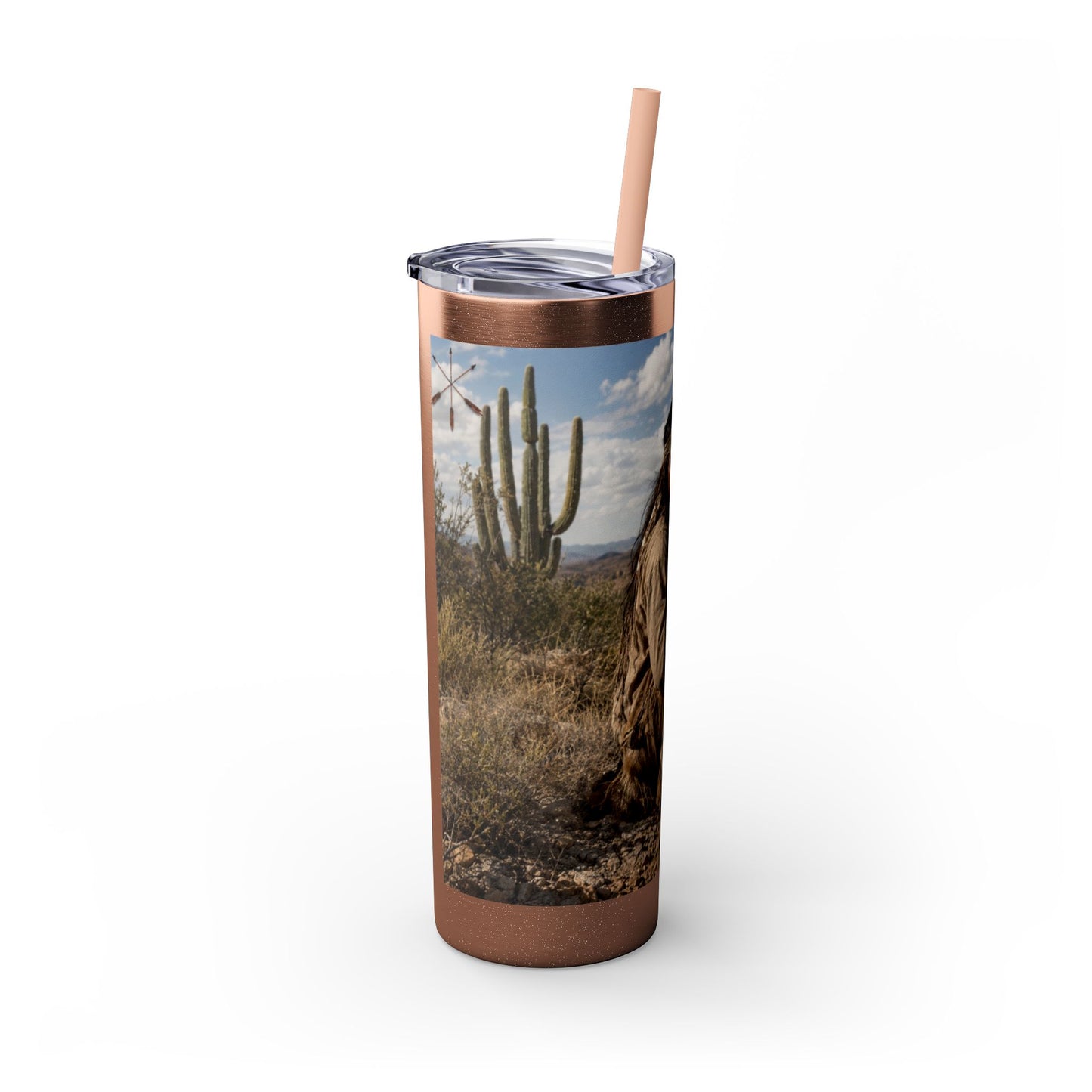 Ft. Sill Apache 20oz Skinny Tumbler with Desert Native Warrior Photo Wrap