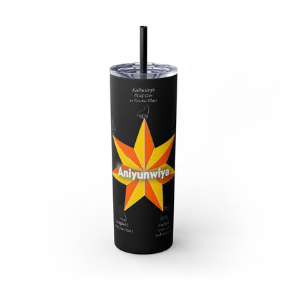 Cherokee 20oz Skinny Tumbler - Aniyunwiya Star Design with Straw