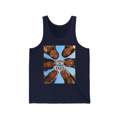 Custer FAFO Graphic Tank Top — 'Custer the Original FAFO' Retro Photo & Arrow Club Design