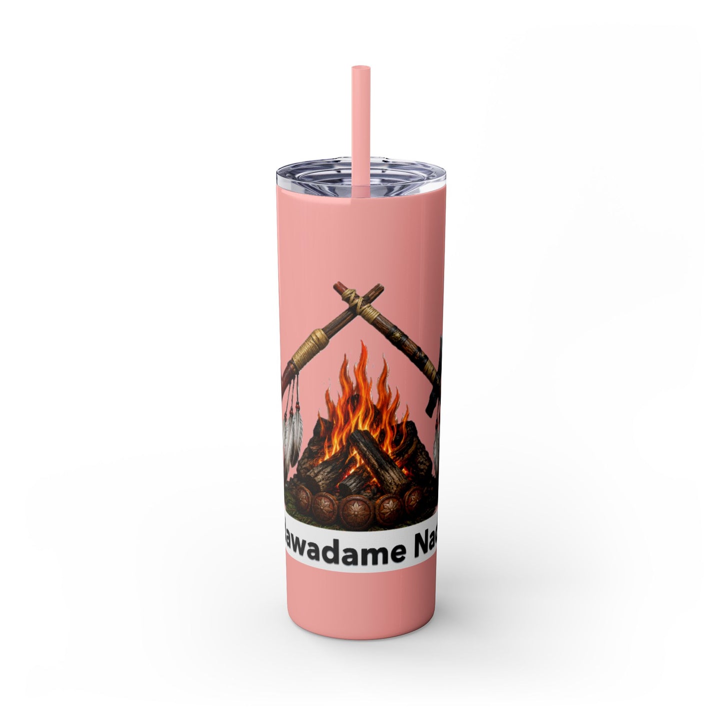Pottawatomie Campfire Badge Skinny Tumbler 20oz — Badawadame Nation Design