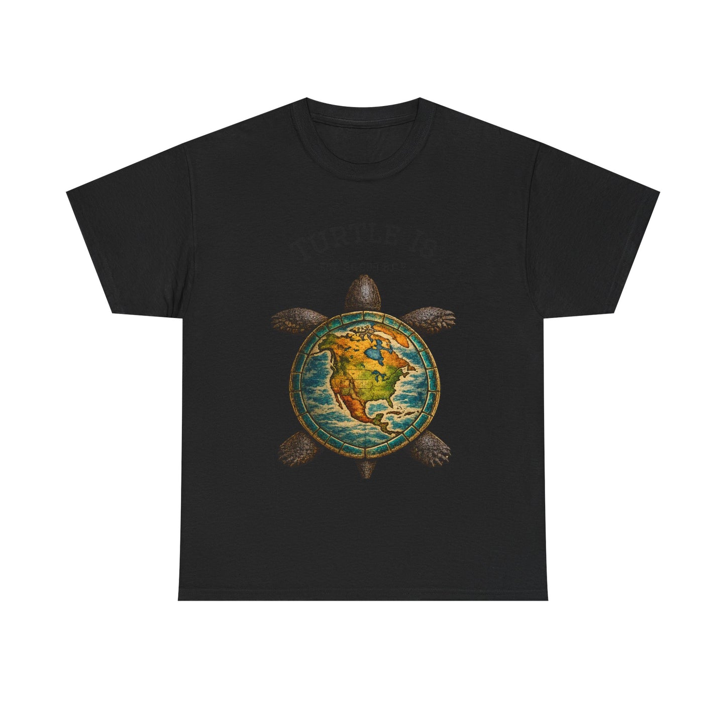 Turtle Globe Graphic Tee — "Turtle Is" Vintage Earth Turtle T-Shirt