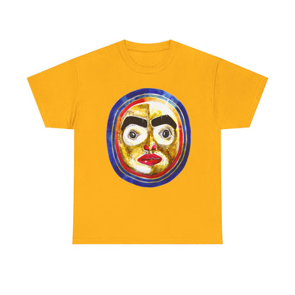 Moon Mask Art Tee — Colorful Surreal Face Graphic T-Shirt