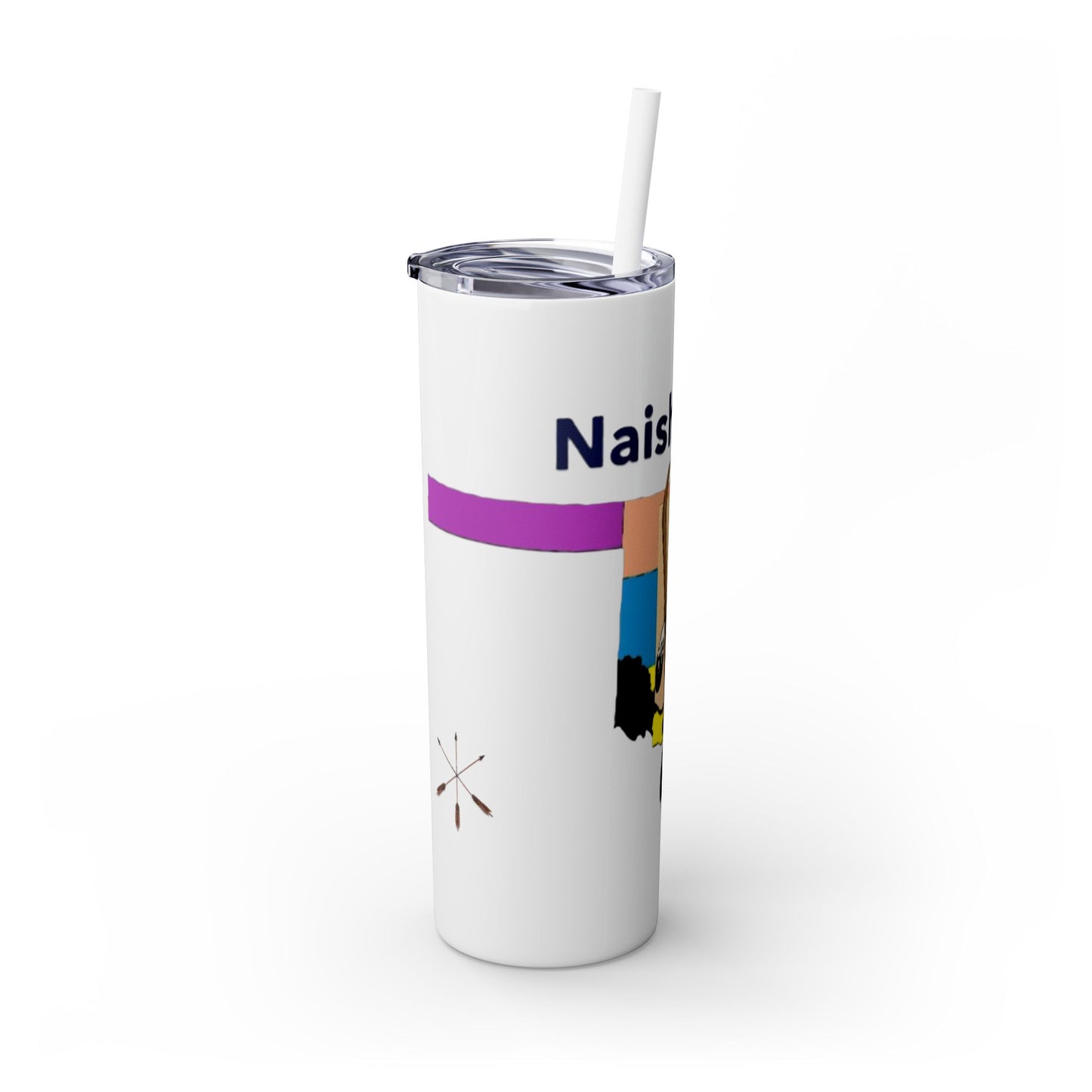 Apache 20oz Skinny Tumbler with Straw — Colorful Retro Design "Naishade"