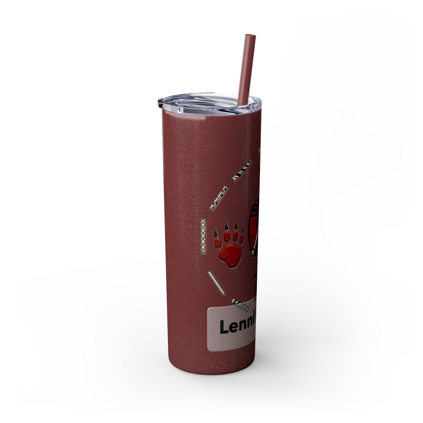 Delaware East Personalized 20oz Skinny Tumbler with Straw — Custom Name Tribal Crest Design