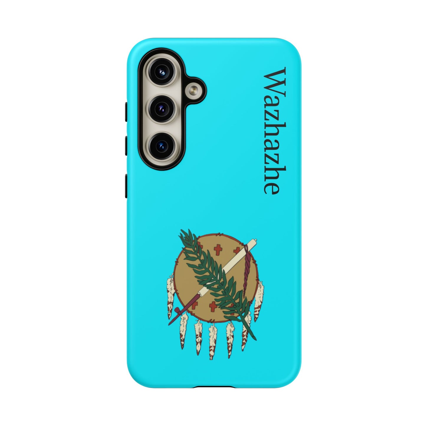 Osage Phone Case — Wazhahze Tribal Shield Design (Native Feather & Tomahawk)